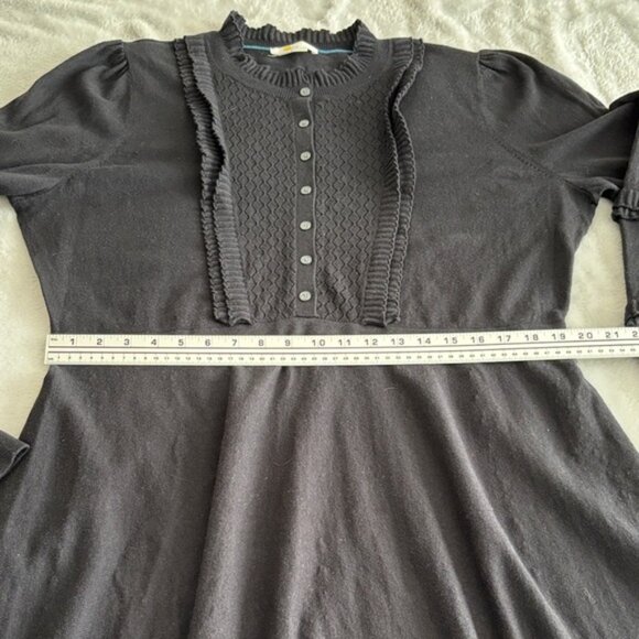 Boden Frilled Knitted Black Button Front Long Sleeve Dress US Size 20/22 EUC - Picture 9 of 10